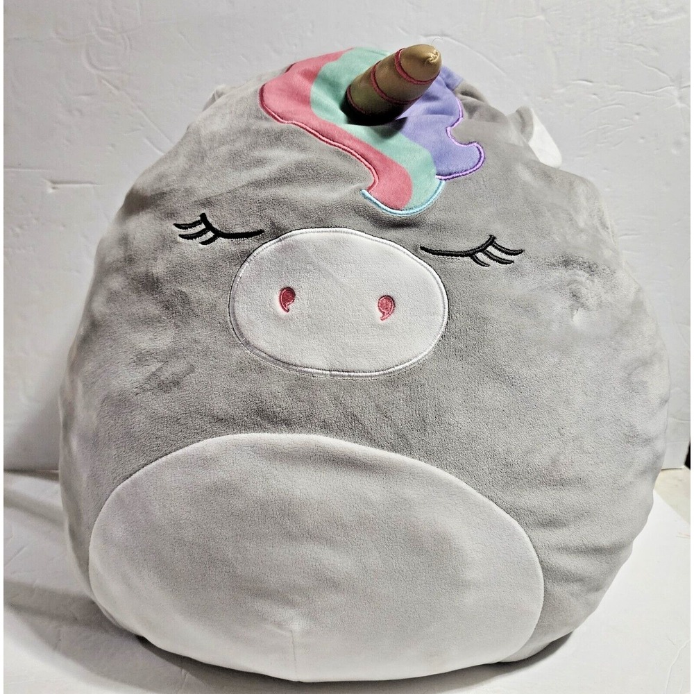 Squishmallows Teresa the Unicorn Gray Sleepy Eyes Plush 16"x16"